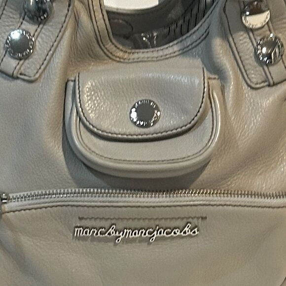 Marc by Marc Jacobs Elegant Gray Leather hobo Handbag hobo shoulder bag - Picture 6 of 12